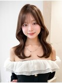 黒髪クラゲヘアーオリーブグレー小顔ココアベージュ