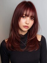 キャパ セントラル 天神 大名店(CAPA central)&nbsp;レッドブラウン 顔周りカット 前髪カット 20代 レイヤー