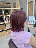 韓国風イメチェンレッドブラウンくびれボブ似合わせカット