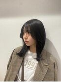 顔周りレイヤー 顔周りカット ナチュラルブラック 透明感カラー