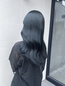 アソビ 表参道(ASOBI) ブリーチなしダブルカラー　暗髪　ブルーブラック