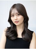 似合わせカットウェーブミディアムレイヤーロングぱっつん前髪7