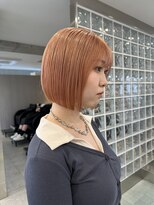 サンクマーケット 渋谷(cinq MARKET) 渋谷ブリーチカラー切りっぱなしボブオレンジベージュ韓国ヘア