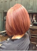 ピンクカラー ダブルカラー チェリーピンク 前下がりボブ