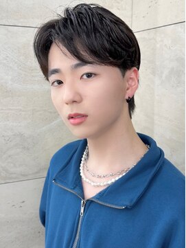 ロンドオム 池袋(Lond Homme) men's/メンズ/リバースセンターパート/黒染め/ニュアンスパーマ