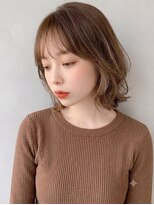 アトラスサロン 札幌大通り(Atras.salon)&nbsp;ベージュブラウンの髪質改善ゆるウェーブボブ