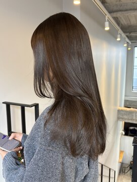 ヌープヘアーアイス(NUUP.hair ici) ★ブリーチなし透明感カラーオリーブグレージュ秋カラーレイヤー
