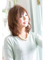 ヘアーアートシフォン 川口東口店(hair art chiffon)&nbsp;モーブカラーのワイドバングで大人かわいいくびれミディ 川口