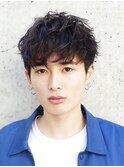 波巻きスパイラルツイストパーマ刈り上げ無造作メンズマッシュ