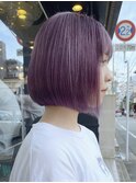 前下がりボブパープルカラーダブルカラーブリーチ
