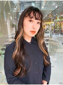 前髪パーマ インナーカラー