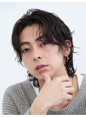 シャドウパーマスパイラルパーマツーブロックメンズパーマ束感