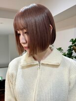 ブリーチなしダブルカラーミルクティーベージュミディアムボブ