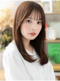 ピンクブラウン艶カラー小顔エアストレートh3川口20代30代40代