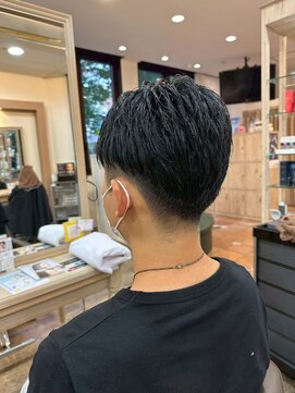 メンズカット/ブルーブラック/フェザーパーマ[千葉/千葉駅]