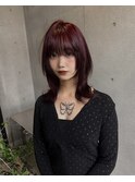 ブリーチ無しボルドーカラー♪