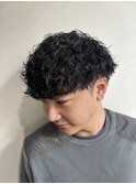 波巻きパーママッシュツーブロックメンズパーマ 