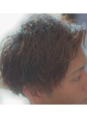 アップバング×ランダムパーマ