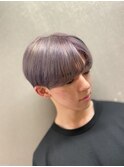 パープルシルバーカラーブリーチカラーダブルカラーマッシュ