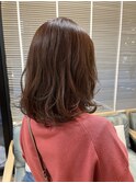 柔らかミディアムレイヤー×ピンクベージュ