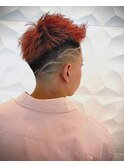 短髪/個性派フェード/レザーアート/アップバングスタイル