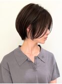 ハイライト白髪ぼかしダブルカラーインナーカラーショートボブ