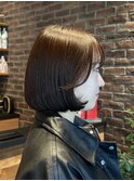 丸みボブ、韓国ボブ、ココアブラウン