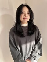 リノア 鵠沼海岸(LINOA)&nbsp;デザインカラー/レイヤーカット/ウェットヘア/オリーブベージュ