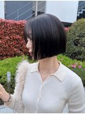 重めカットラインのタッセルボブ/縮毛矯正/タンバルモリ