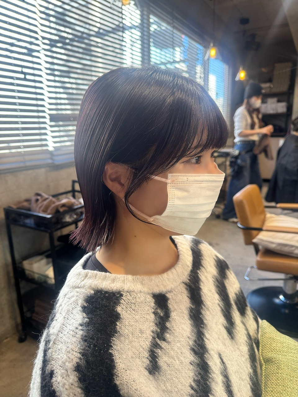 ラボヌールヘアーパルフェ 大宮西口店(La Bonheur hair parfait) 耳掛けしても可愛い顔まわり/ボブ/ボルドー/艶感