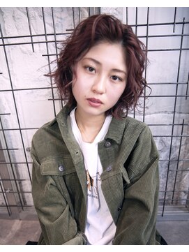 ウム(UMM) 【UMM國守】ニュアンスエアリーボブ_丸みショート無造作カール