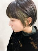 インナーカラー、オリーブベージュ、フェイスフレーミング
