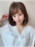 20代30代40代大人かわいいボブ フェザーバング カーキグレージュ
