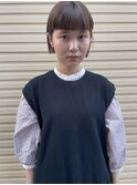 2021 ぱつんとシンプルなブラントボブ×オン眉
