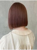 ピンクベージュボブ_グレージュカラーボブウルフ_ba401731