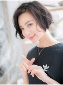 黒髪ダークアッシュ大人かわいいくせ毛風ボブc5上尾20代30代40代