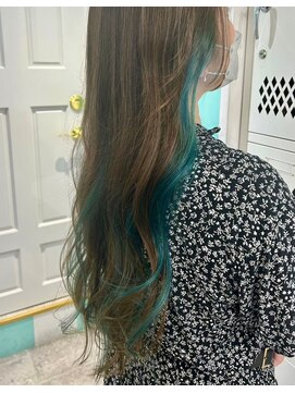 マティーナ ヘアー 池袋(Matina hair) 【ロング×青緑インナーカラー】20代30代40代50代
