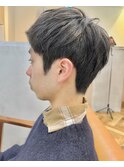 刈り上げないアップバングマッシュショートメンズヘア