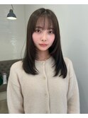 韓国ヘアー顔周りレイヤーおくれ毛ミディアム前髪長岡/新潟/宮関