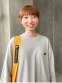 ブラウンカラーベージュカラーマッシュパッツン明るめショート