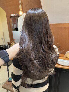 チャプター 問屋町(chapter) ブリーチなし赤味なし透明感グレージュカラー顔まわりレイヤー