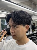 センターパートニュアンスパーマフェザーパーマ