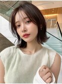 ナチュラルボブレイヤートレンドカラー韓国風シースルーバング