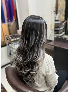 シールエクステ・編み込み専門店 merci 大阪梅田店【メルシー】 シルバーグレーグラデロング