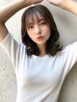 サンプラス(san+) 【マユコ】くびれミディアムボブレイヤーカットアッシュブラウン
