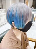 ブルーインナーカラー☆フェザーマッシュソフトツーブロック