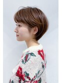 透け感バング大人可愛いナチュラルショートボブマロンベージュ