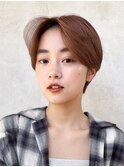 ハンサムショート/美髪/ピンクブラウン/レッドブラウン