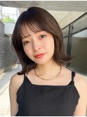 切りっぱなしタッセルボブくびれヘアアプリコットオレンジ