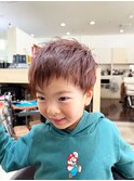 キッズレッドブラウンヘアカラーツーブロックショート